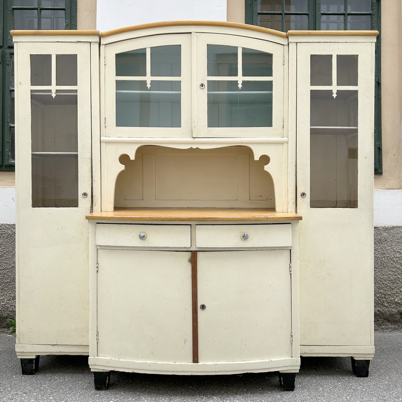 Küchenschrank Vintage creme Massivholz um 1930 Vorratsschrank 