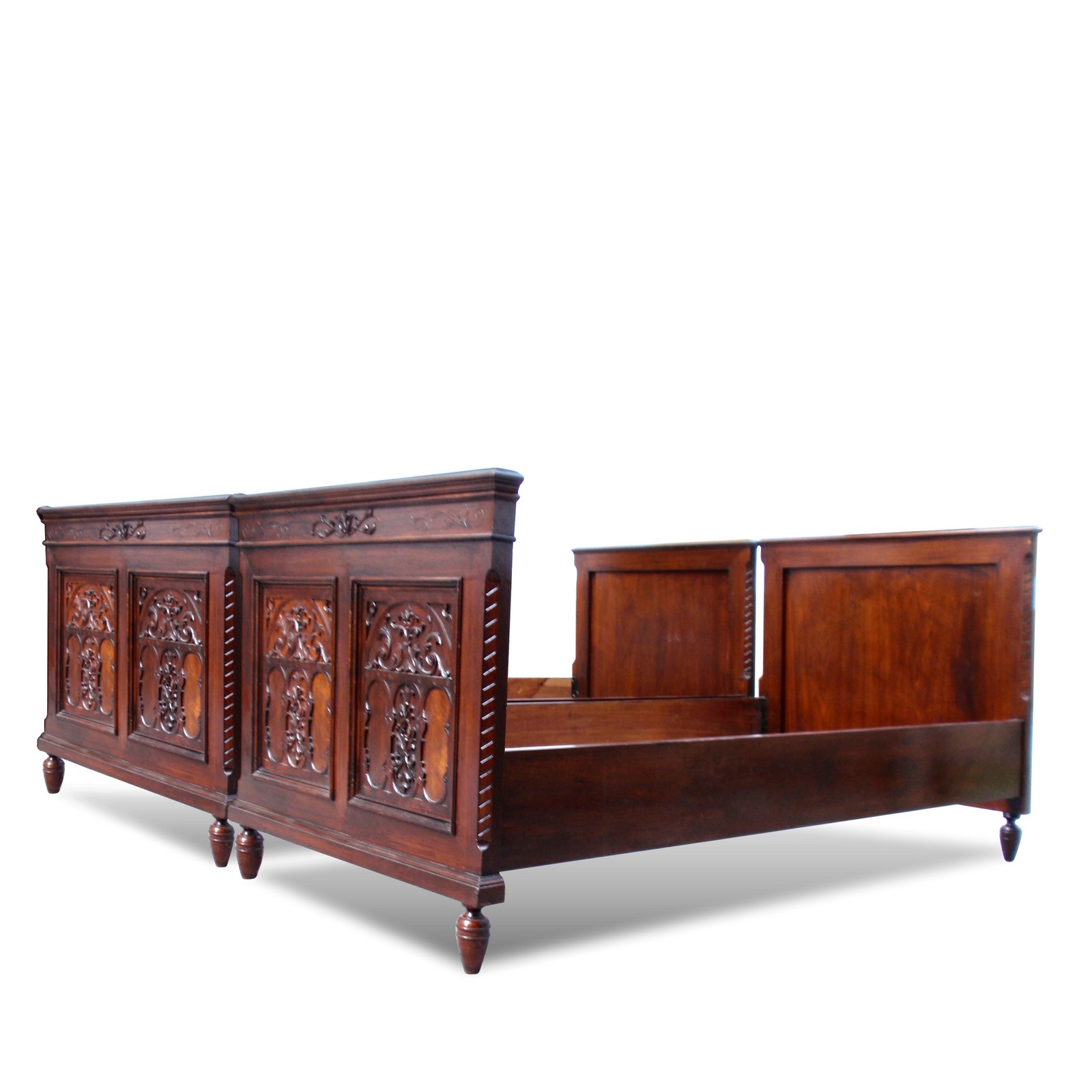 Doppelbett Historismus 2 Stk. Betten antik mit Schnitzwerk Doppelbett Antik Vollholz