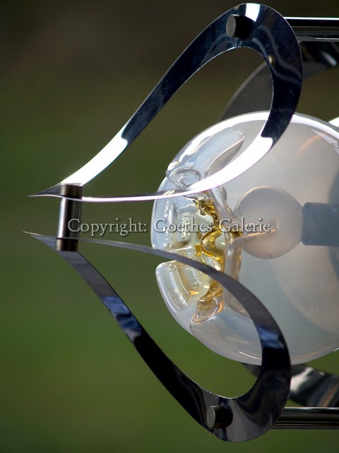 Hängelampe Luster Retro 70er-Jahre Leuchter Chrom Glas Mazzega