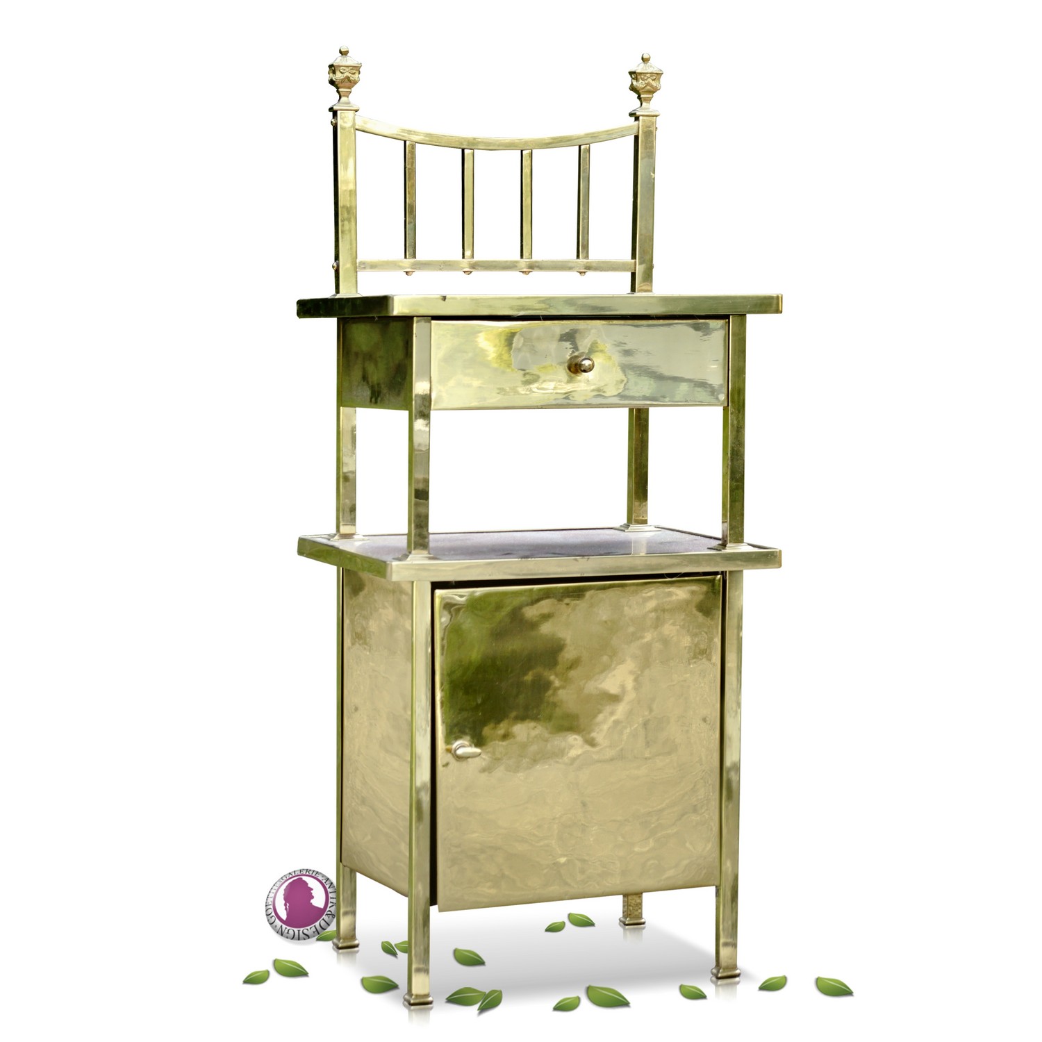 Nachtschrank Messing antik Nachtkasten Kommode Nachttisch golden