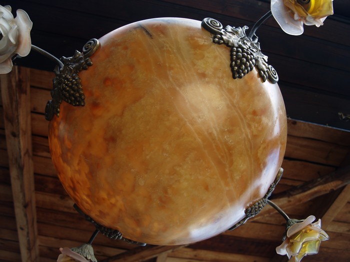 Antike Lampe Vintage Kronleuchter Antiquität Glasblumen Messing Blumen Antike Lampe Vintage Kronleuchter Antiquität Glasblumen Messing Blumen