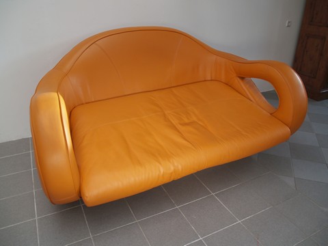 Bretz Slowrider Sofa Ledersofa orange