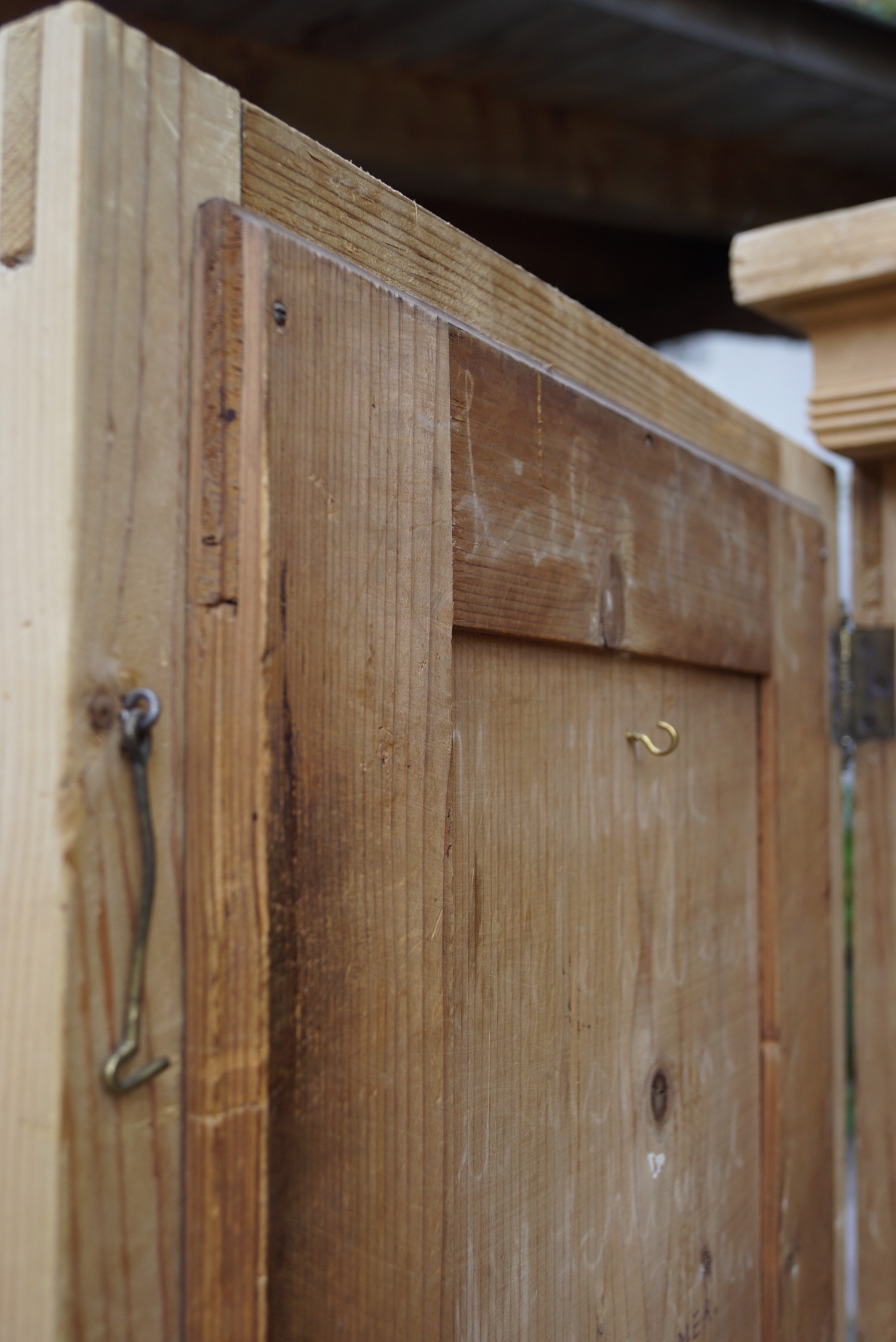 Bauernschrank antik Weichholz Dielenschrank Spiegel Schrank Kasten