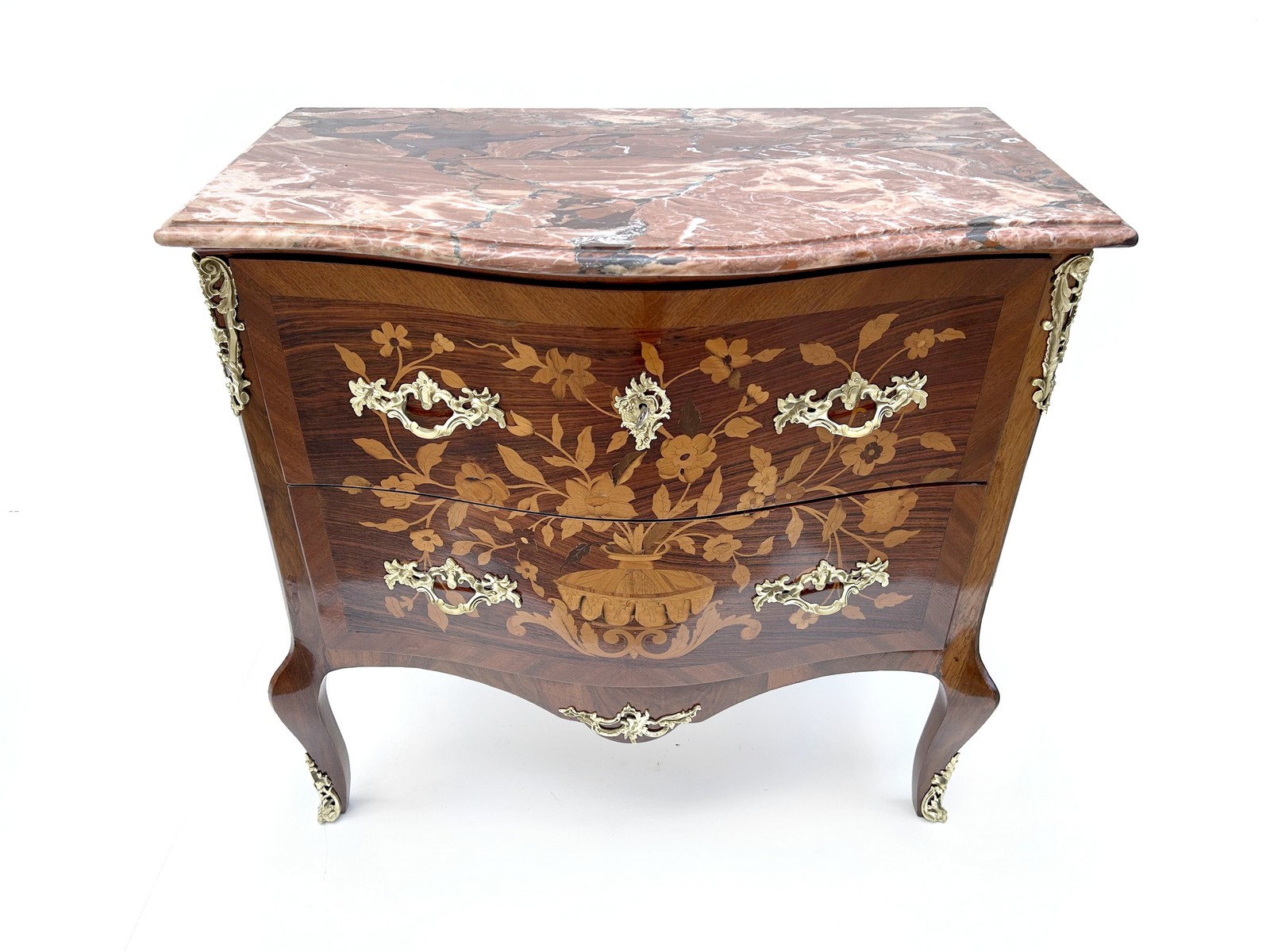 Antike Möbel Barock Französische Kommode Louis XV Rokoko Marmorplatte