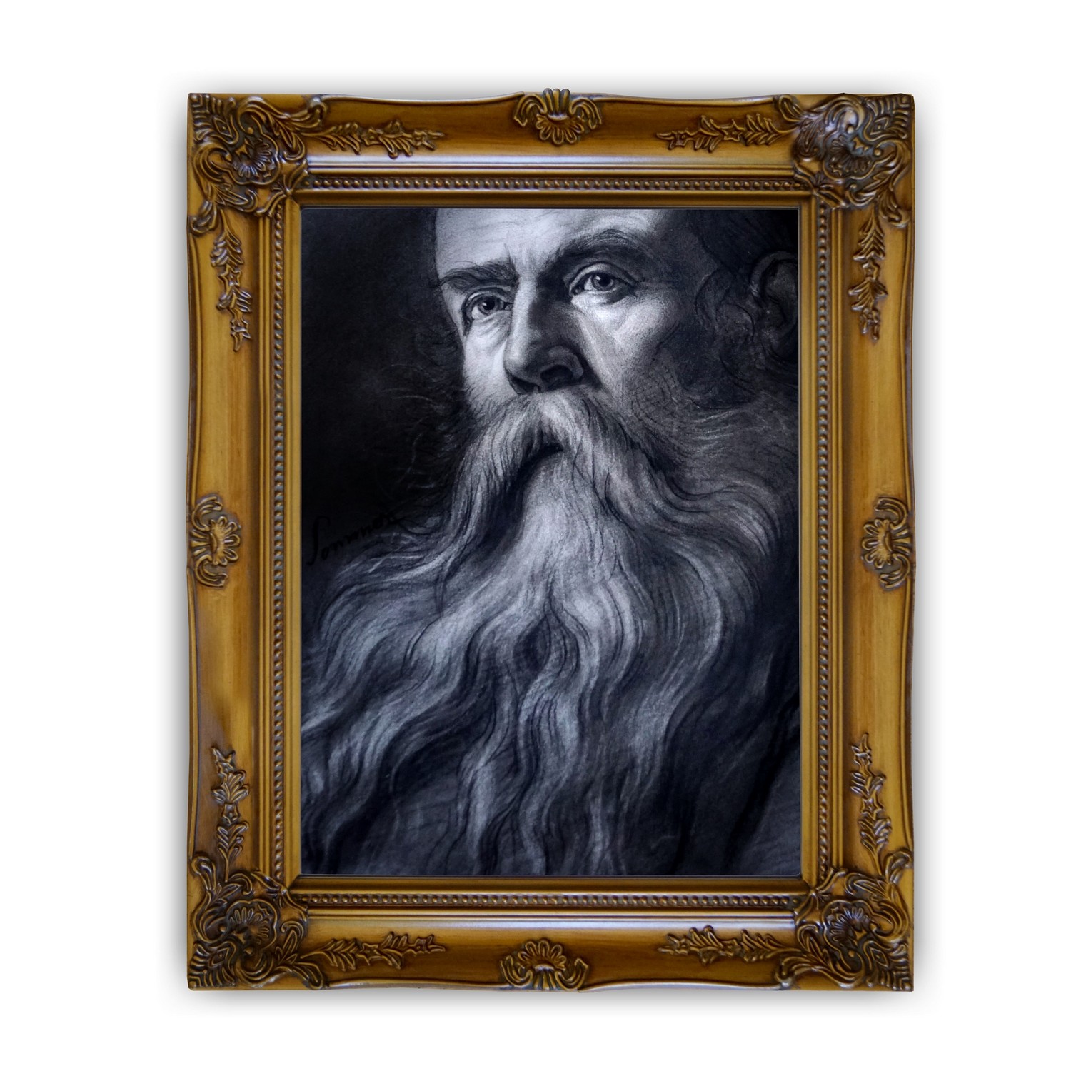 Gemälde Portrait Zeichnung BÄRTIGER MANN - traumhaft schön! Gemälde Portrait Zeichnung BÄRTIGER MANN Vintage