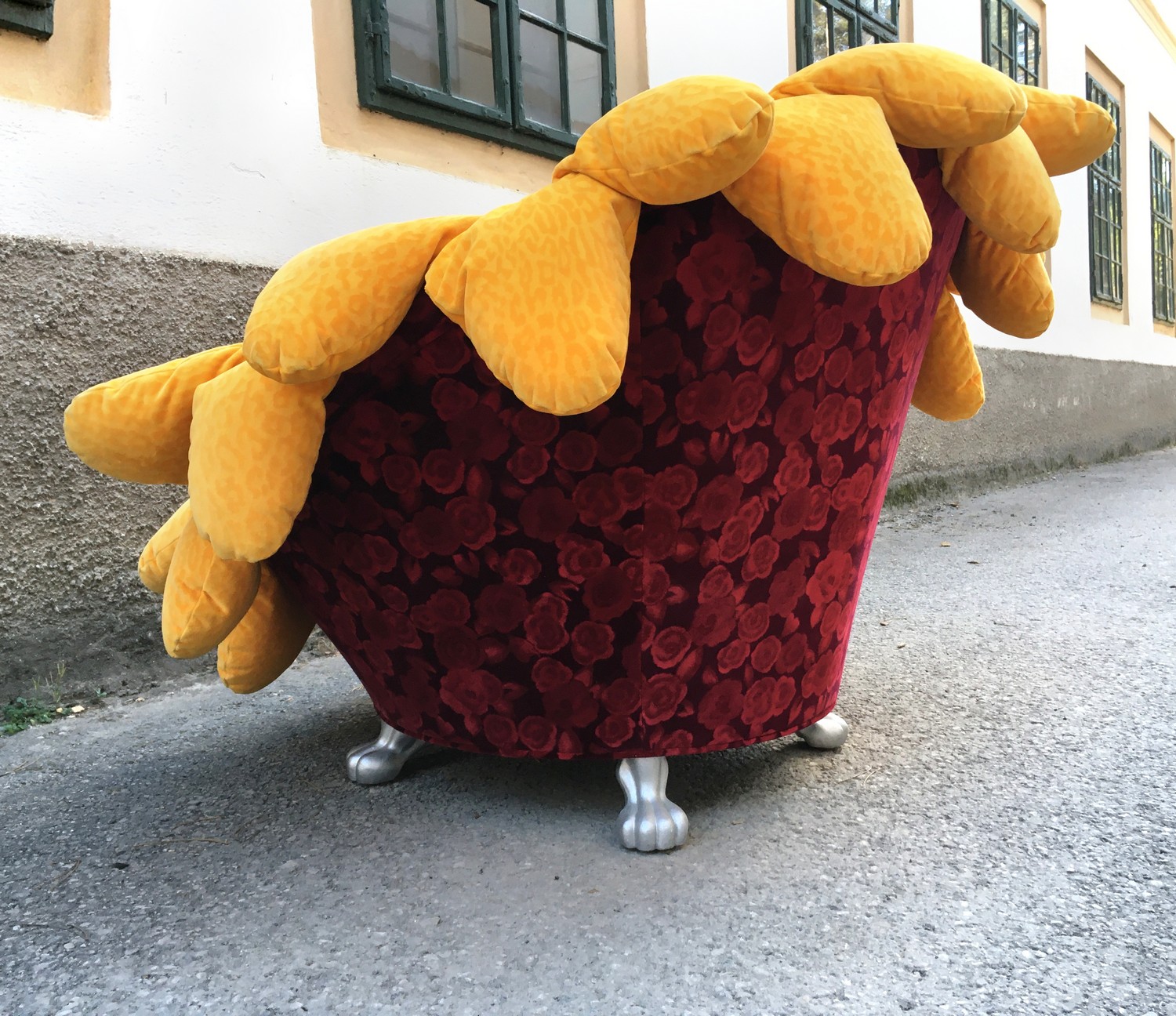 BRETZ SUNNY Sessel Stuhl POOL Rosenstoff Tatzenbeine Sonnenblume