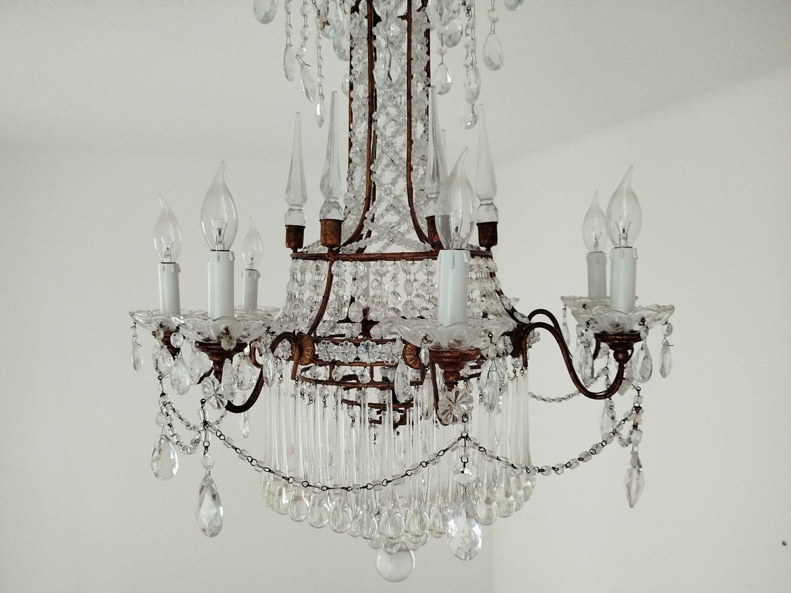 Neoklassizistischer Kronleuchter Kristall Murano Glas Antik Neoklassizistischer Kronleuchter Kristall Murano Glas Antik