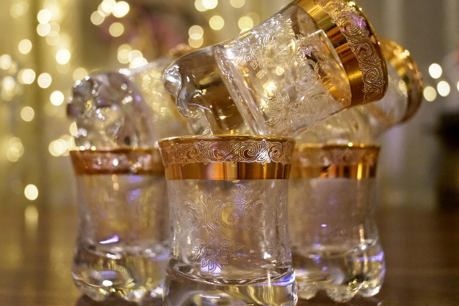 Kristallgläser Goldrand Murano Medici Schnapsbecher