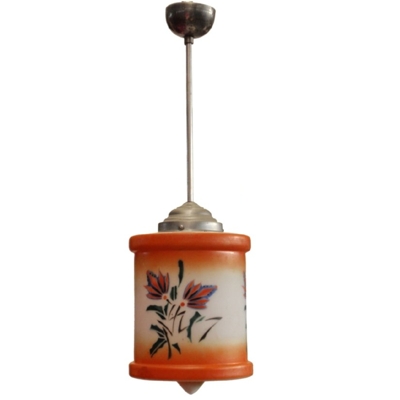 ArtDeco Leuchter orange Spritzlack Glasschirm Hängelampe Artdeco Spritzlack Lampe orange Glas Luster