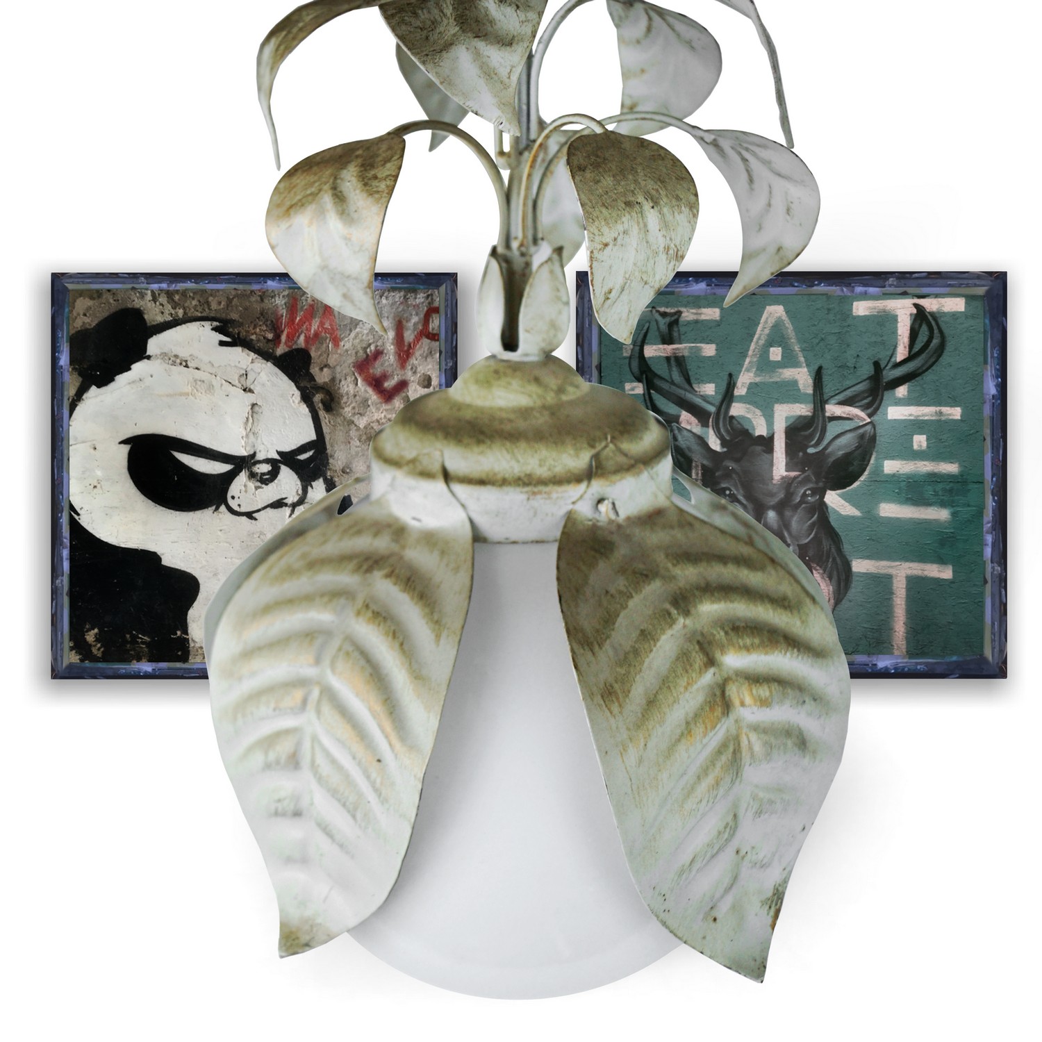 Hängelampe Luster Blätter Glaskugel Shabby Chic Metall Lampe Hängelampe Luster Blätter Glaskugel Shabby Chic Metall Lampe