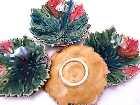 antike Majolika Blattschale Blattteller Keramik BLATT Teller