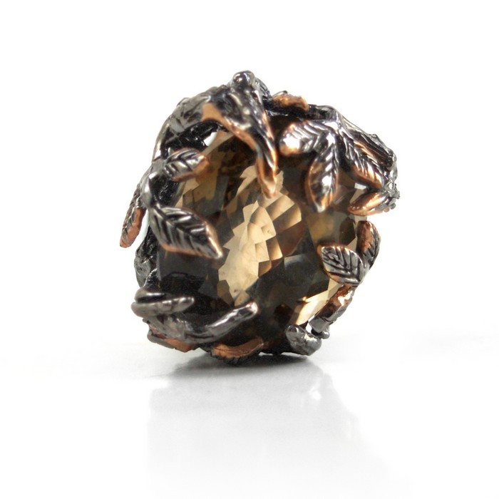 Rauchquarz Ring 925 Silber Handarbeit