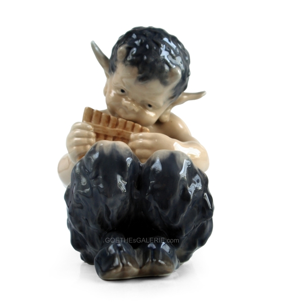 Royal Copenhagen Faun mit Panflöte, Entwurf Christian Thomsen Faun Satyr Figur