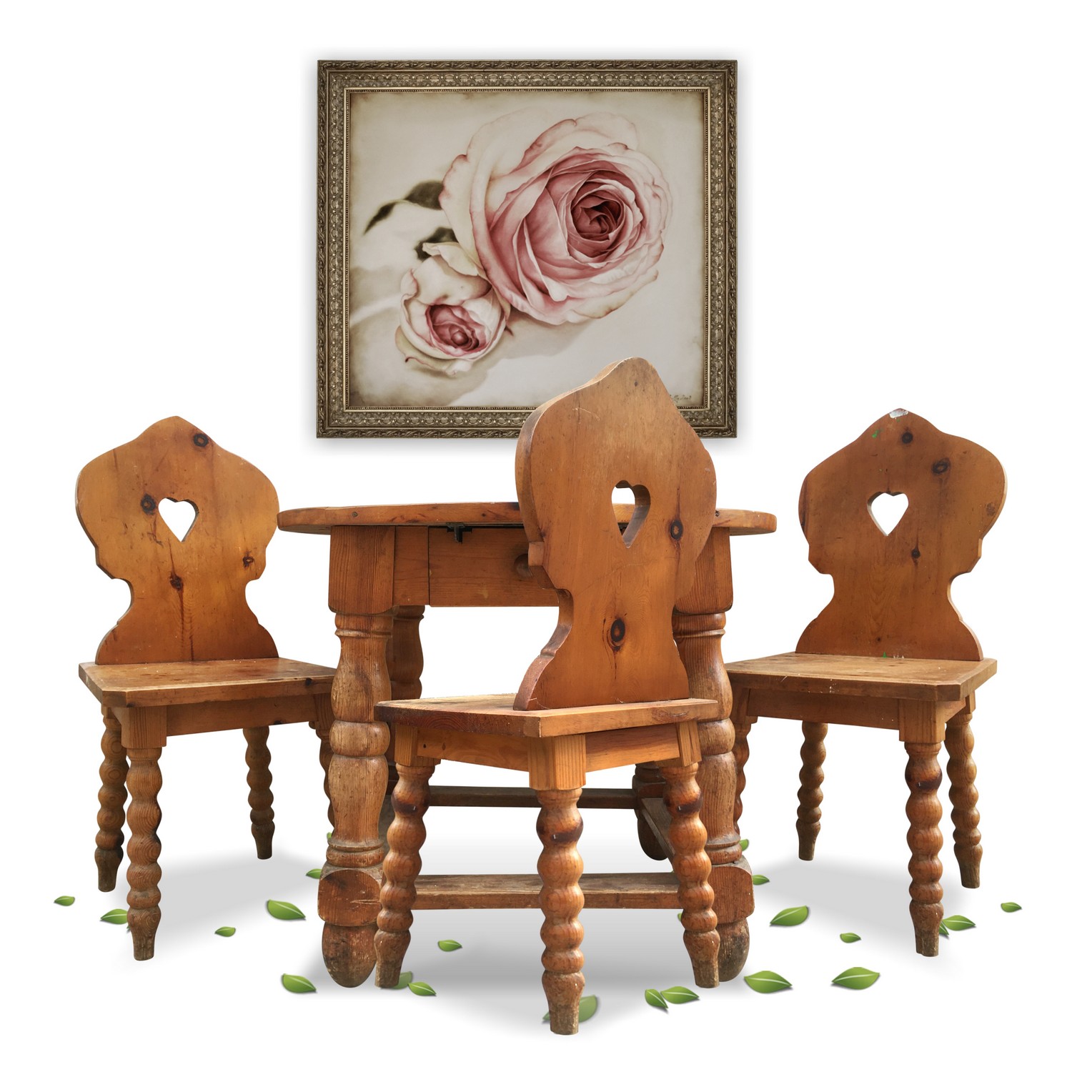 Bauerntisch Zirbe Tisch und Stühle / Sessel rustikal Vintage Landhaus Set Esstischgruppe Zirbe Vintage Massivholz Bauernmöbel Tisch Sesseln Stühle