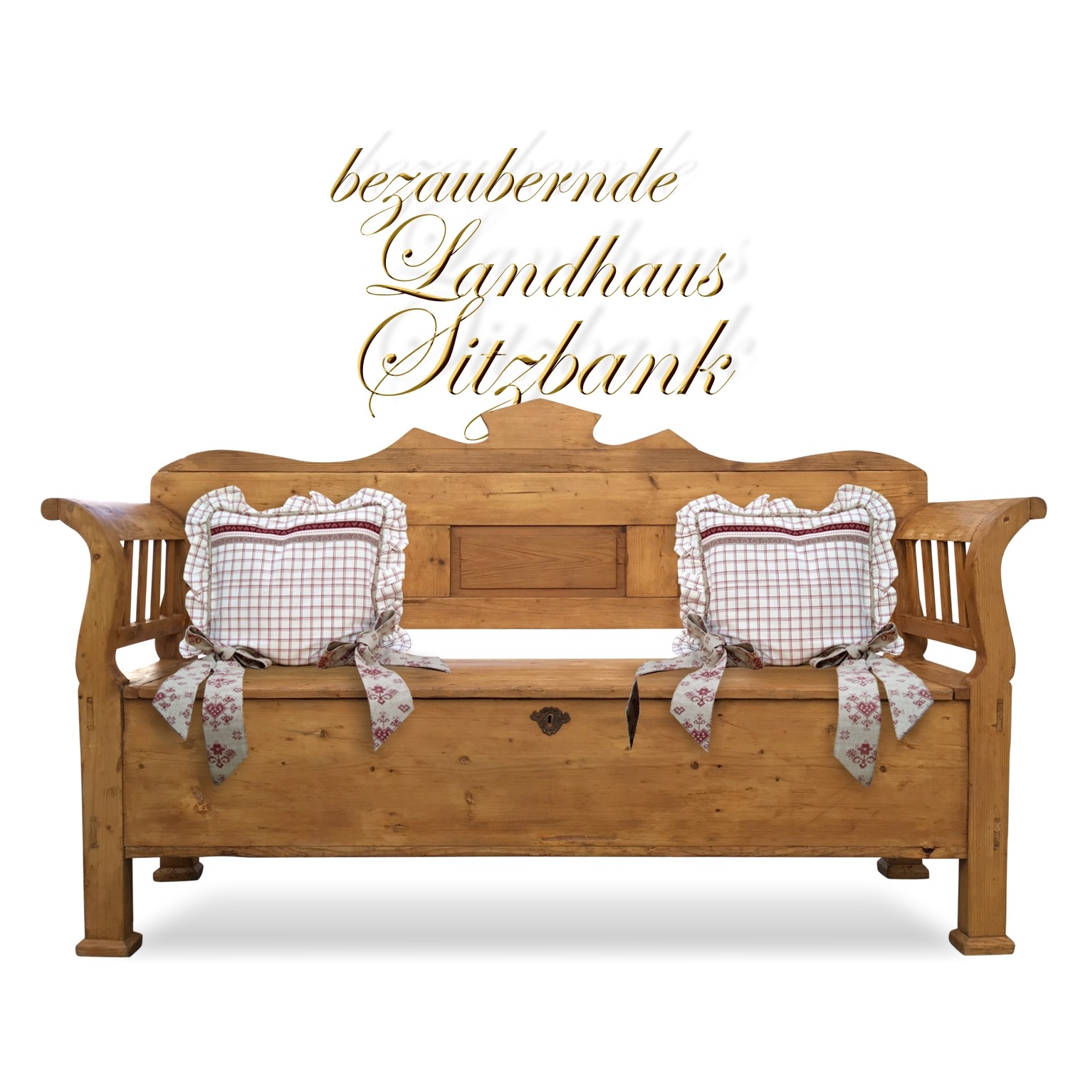 Truhenbank antik Sitztruhe Holz Küchenbank Sitzbank Weichholz Truhenbank Landhausstil