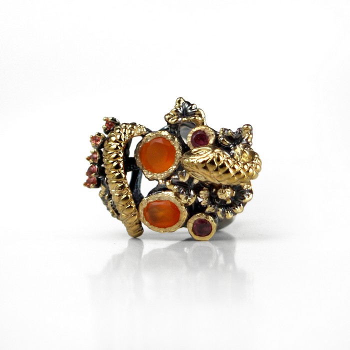 Ring 925 Silber Edelsteine Schlange handgefertiger Schmuck