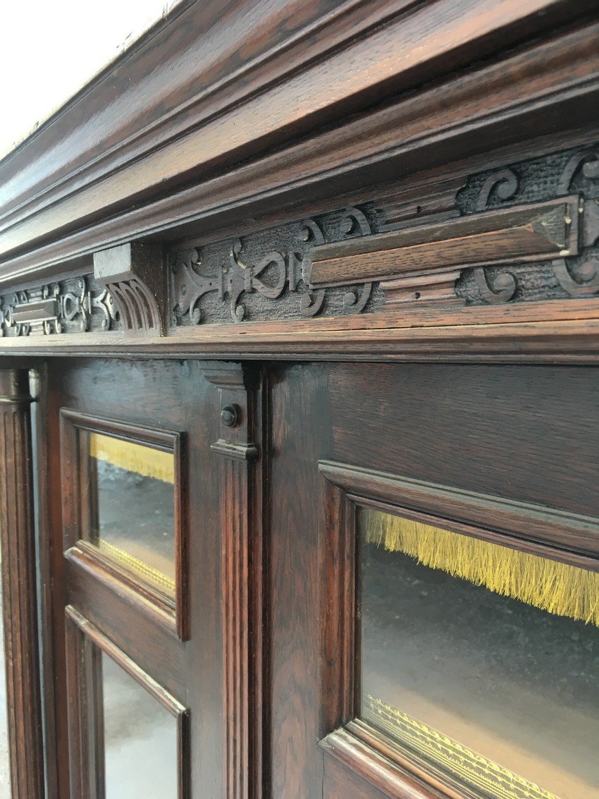 Schrank antik Gründerzeit furniert Vitrine Bücherschrank Geschirrschrank