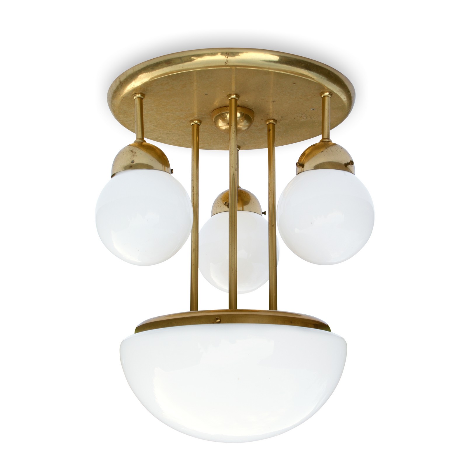 Deckenlampe Messing Glaskugeln Leuchter Jugendstil-Design Lampe Messing Glas