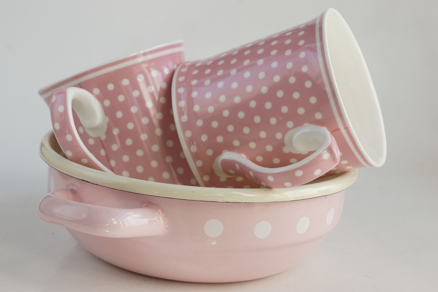 Teetasse Kaffeebecher groß Porzellan Polka Dots pink rosa Isabelle Rose 380 ml