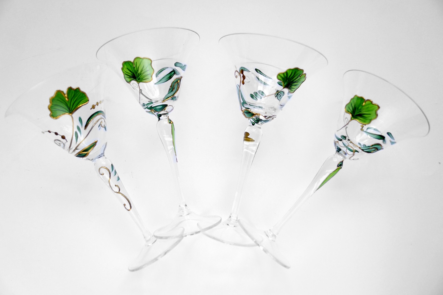 Kristallgläser bemalt Nagel Traumwelten Ginko Martinigläser