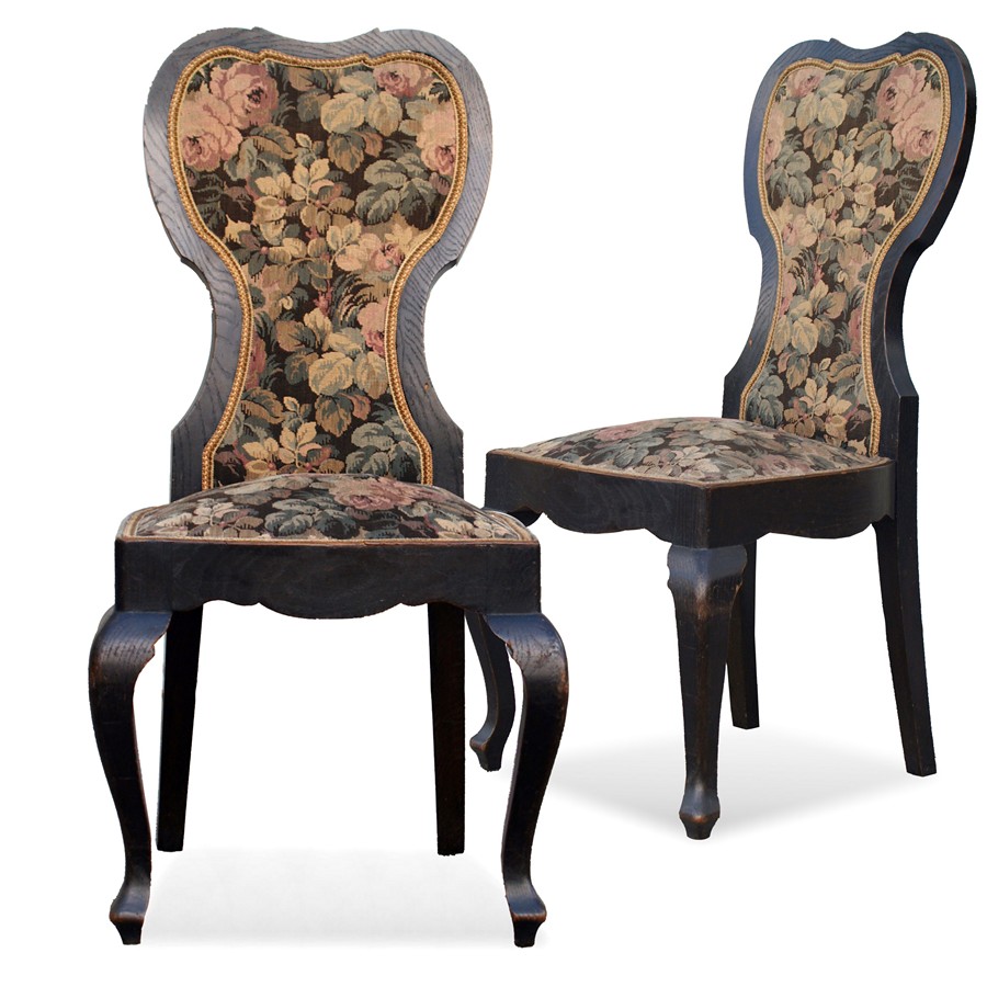 antike Stühle Jugendstil Sessel schwarz Vollholz Hochlehnstuhl  Stuhl antik