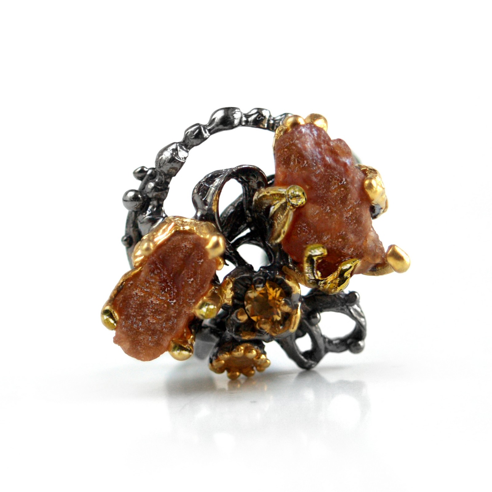 Ring 925 Silber Edelsteine Spessartin Saphir bezaubernd Ring 925 Silber Edelsteine Spessartin Saphir bezaubernd