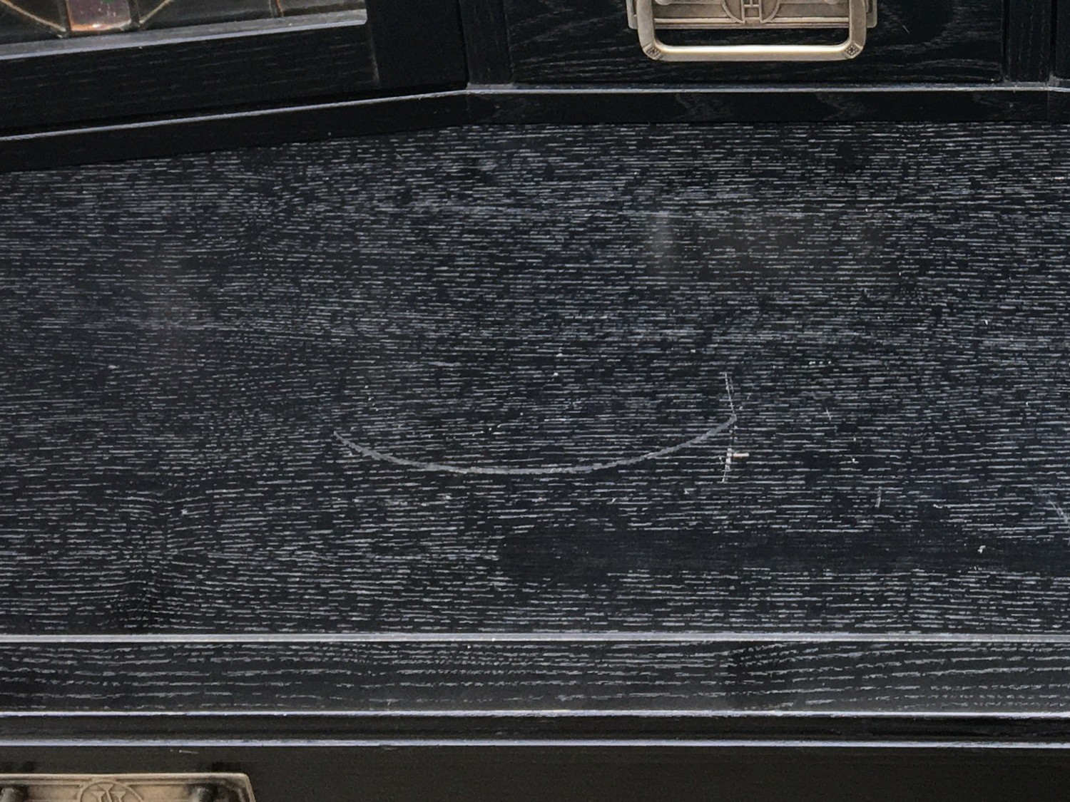 Jugendstil Vertiko Barschrank Stilmöbel schwarz Bleiverglasung SELVA Italy Kommode