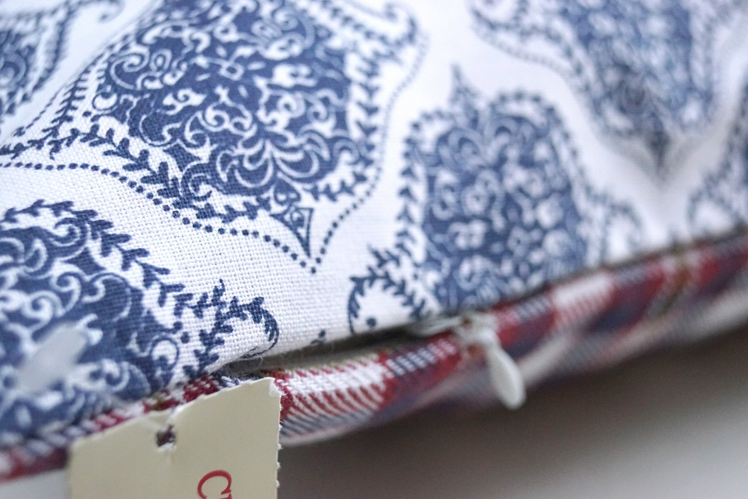 Polsterhülle Clayre & Eef Kissenhülle Leinen Kissen Landhausstil Karo Knopf