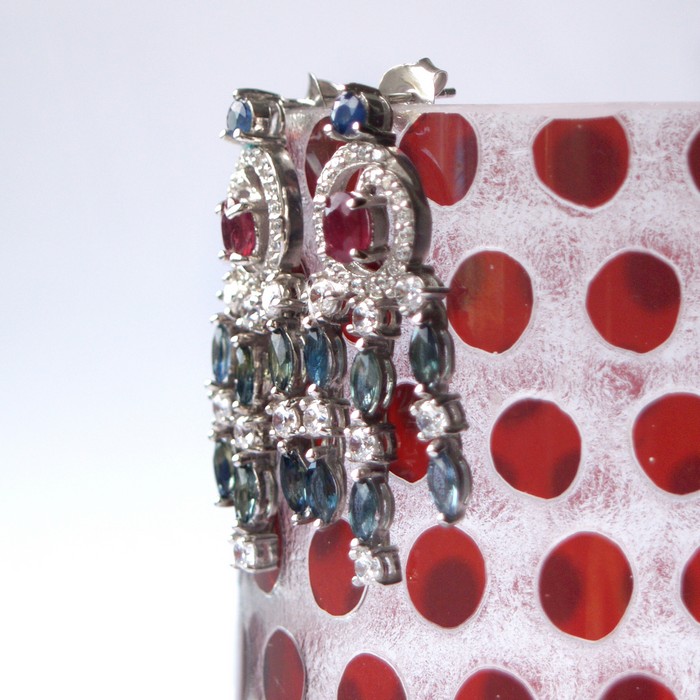 Ohrstecker Silber Rubine