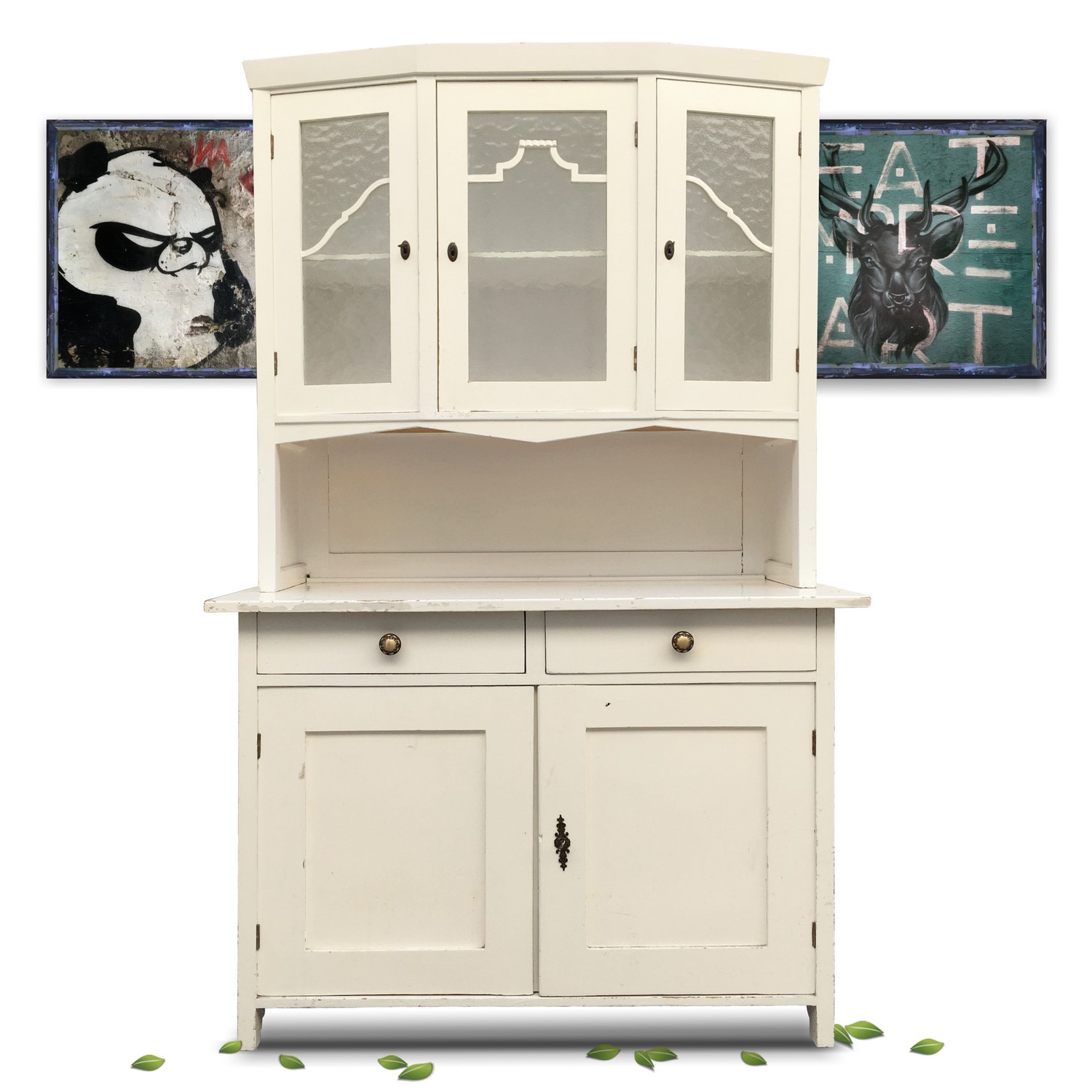 Anrichte Küchenschrank antik Buffetschrank creme Kredenz Shabby Chic Anrichte Küchenschrank antik Buffetschrank creme Kredenz