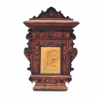 Holz geschnitzt Platte Messing Darstellung Cupido Diana Putti Engel Wandbild