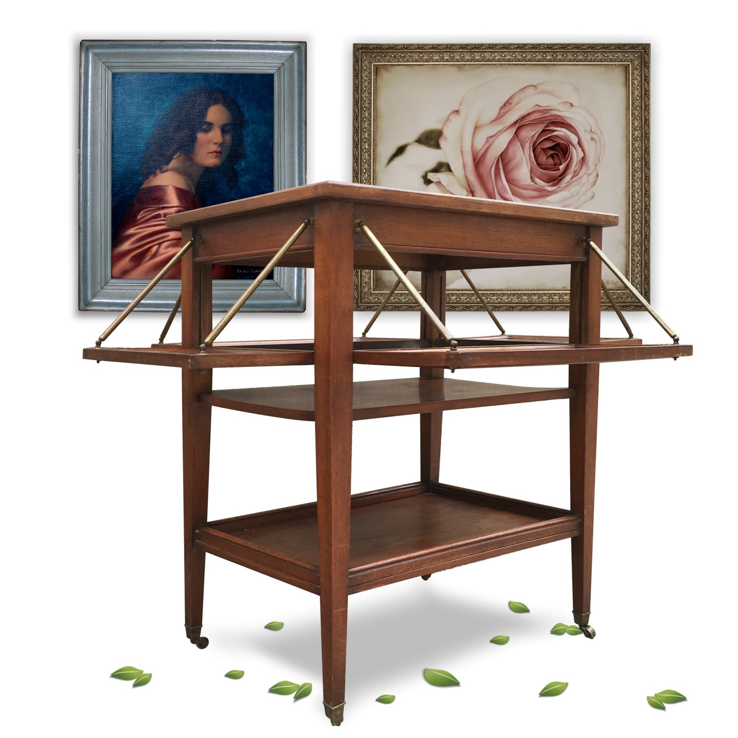 Antiker Jugendstil Beistelltisch ausklappbare Flächen - Achtung Rarität! Antiker Jugendstil Beistelltisch ausklappbare Flächen restauriert