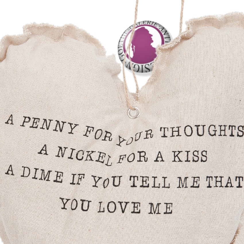 Kissen Clayre & Eef gefülltes Herz Spruchkissen Geschenk Posament Liebe Penny