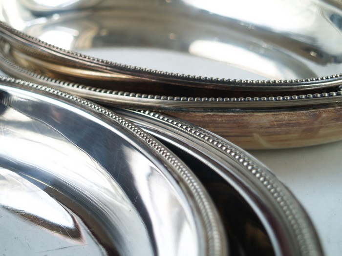 Servierschale versilbert Obstschale versilbert Anrichteplatte Dessert antik Tortenplatte 800 Vintage