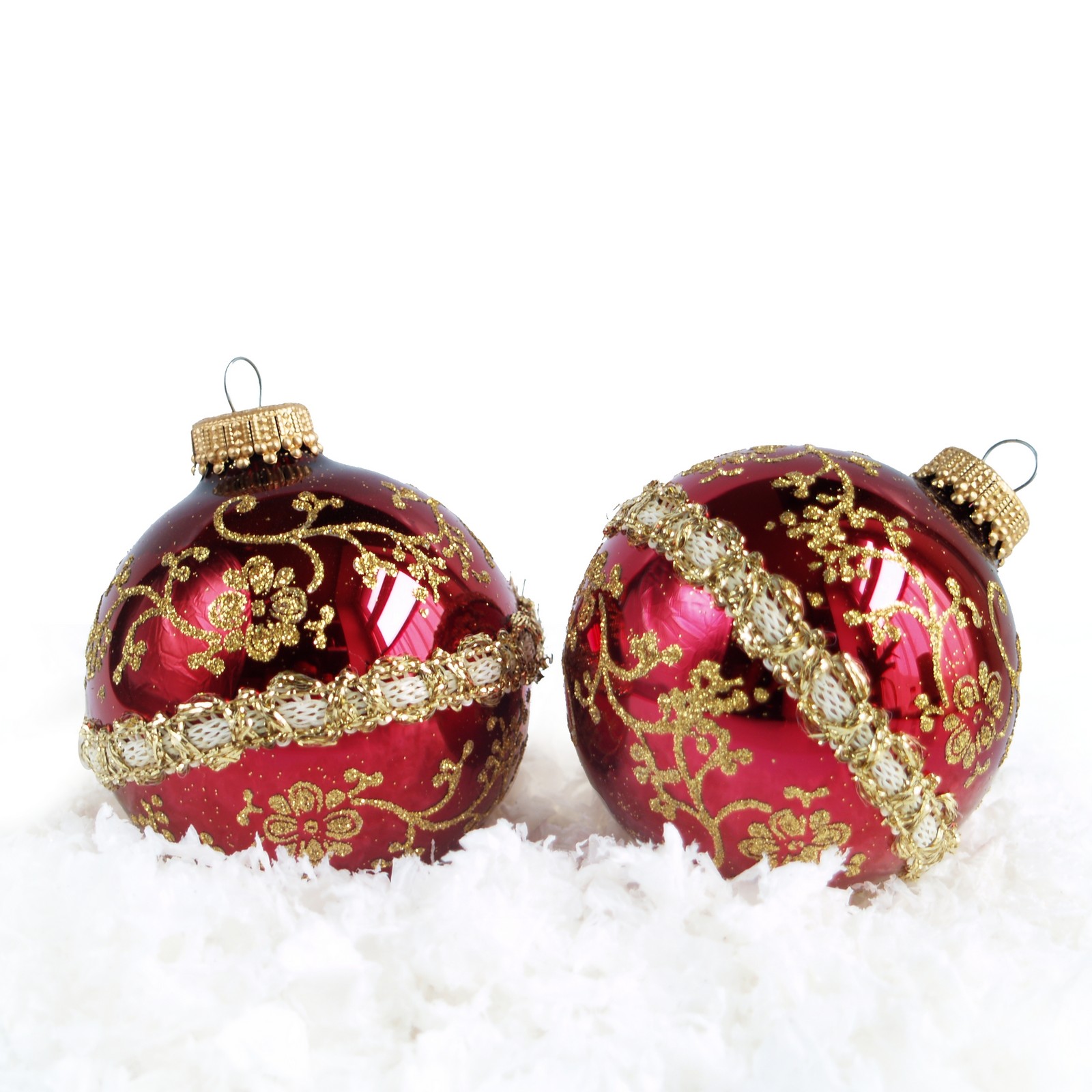 Christbaumkugel Lauscha Kugel Glas Rot Borte Gold Christbaumkugel Borte Glas glitter mundgeblasen Handarbeit gold rot