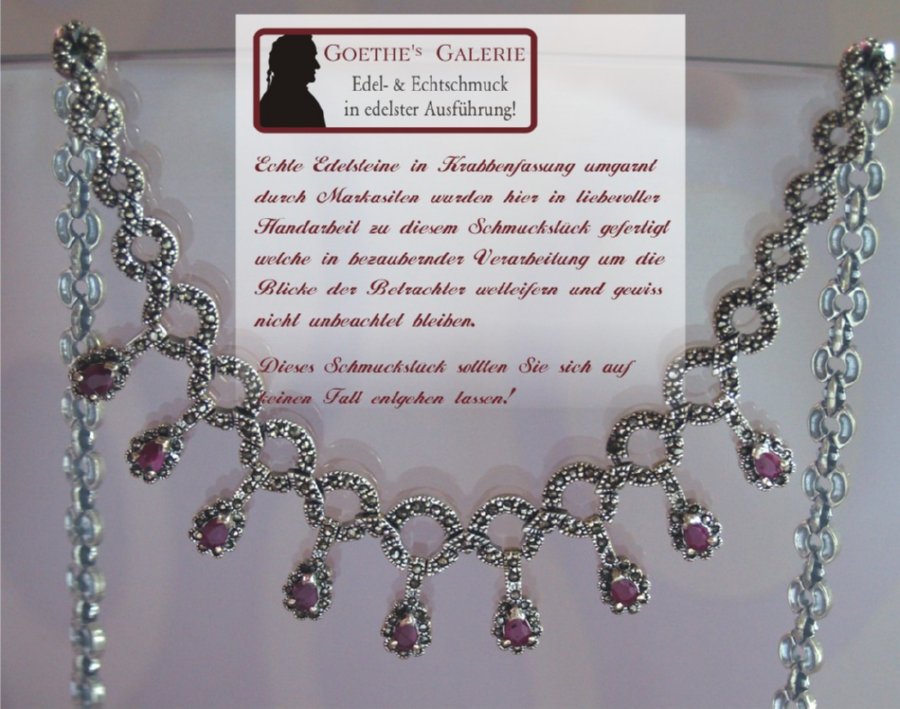 Collier Halskette 925 Silber Handarbeit Rubin