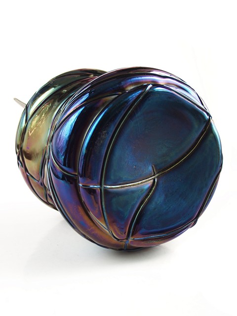 Deckeldose Glas irisierend Jugendstil