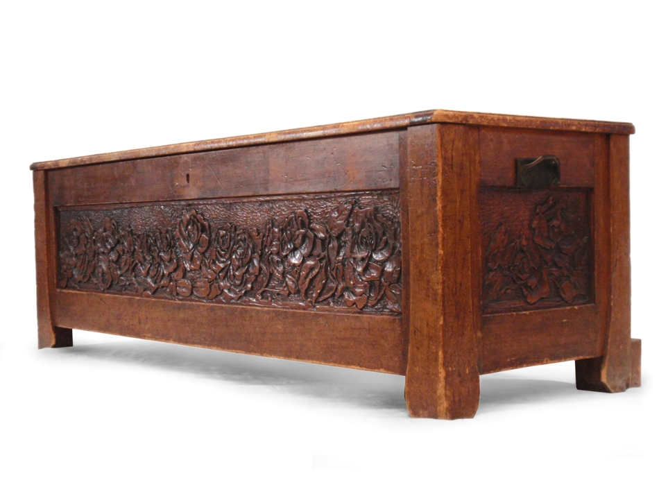 Antike Truhe Jugendstil geschnitzt Rosen Jugendstil Truhe antik