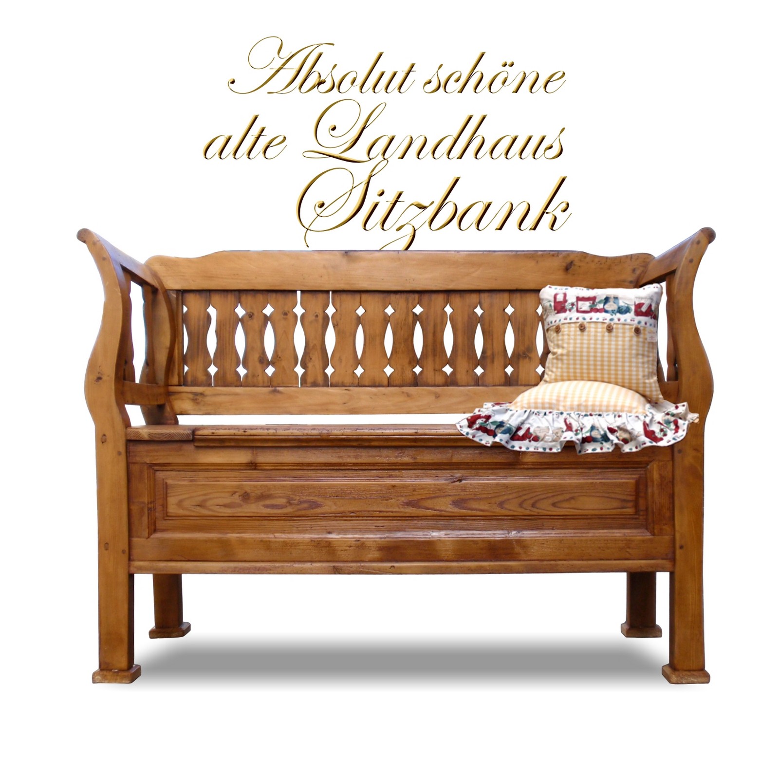 zierliche Truhenbank antik Sitztruhe Küchenbank Sitzbank Landhausstil Truhenbank antik