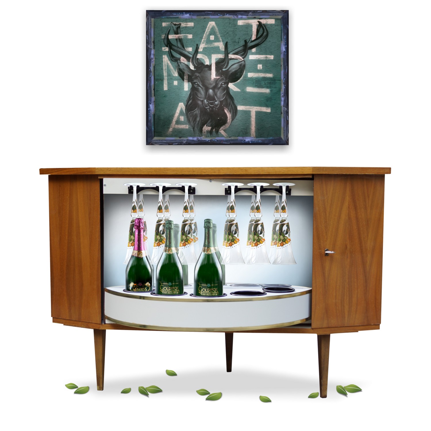 Barschrank Drehbar Eckkommode Kommode Bar Vintage Original Retro