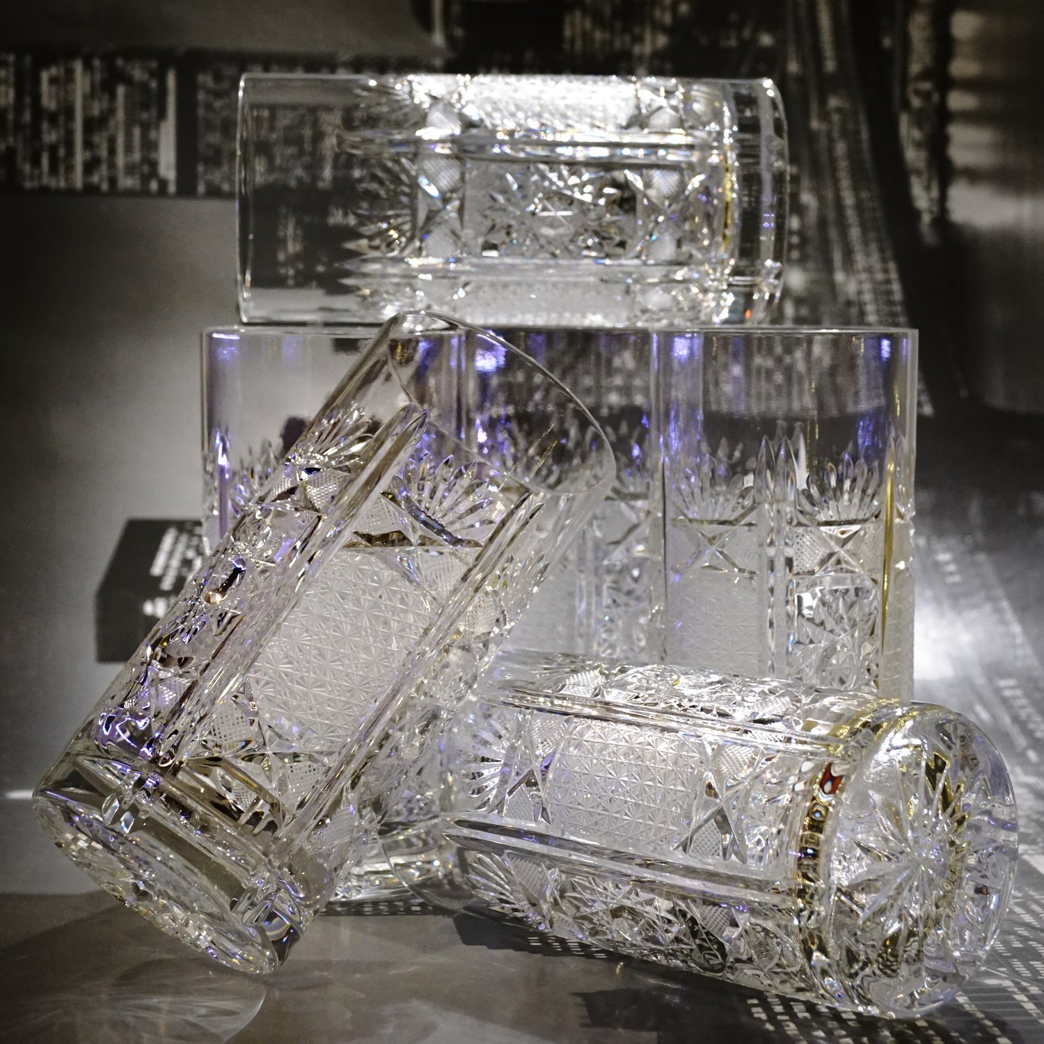 Bleikristall Wassergläser Flächenschliff