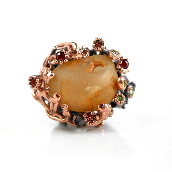 Ring 925 Silber Topas Edelsteine Multicolor handgefertigt