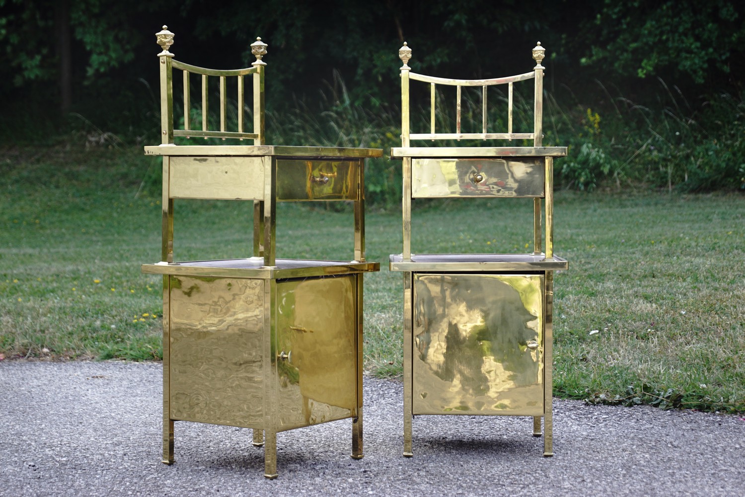 Nachtschrank Messing antik Nachtkasten Kommode Nachttisch golden