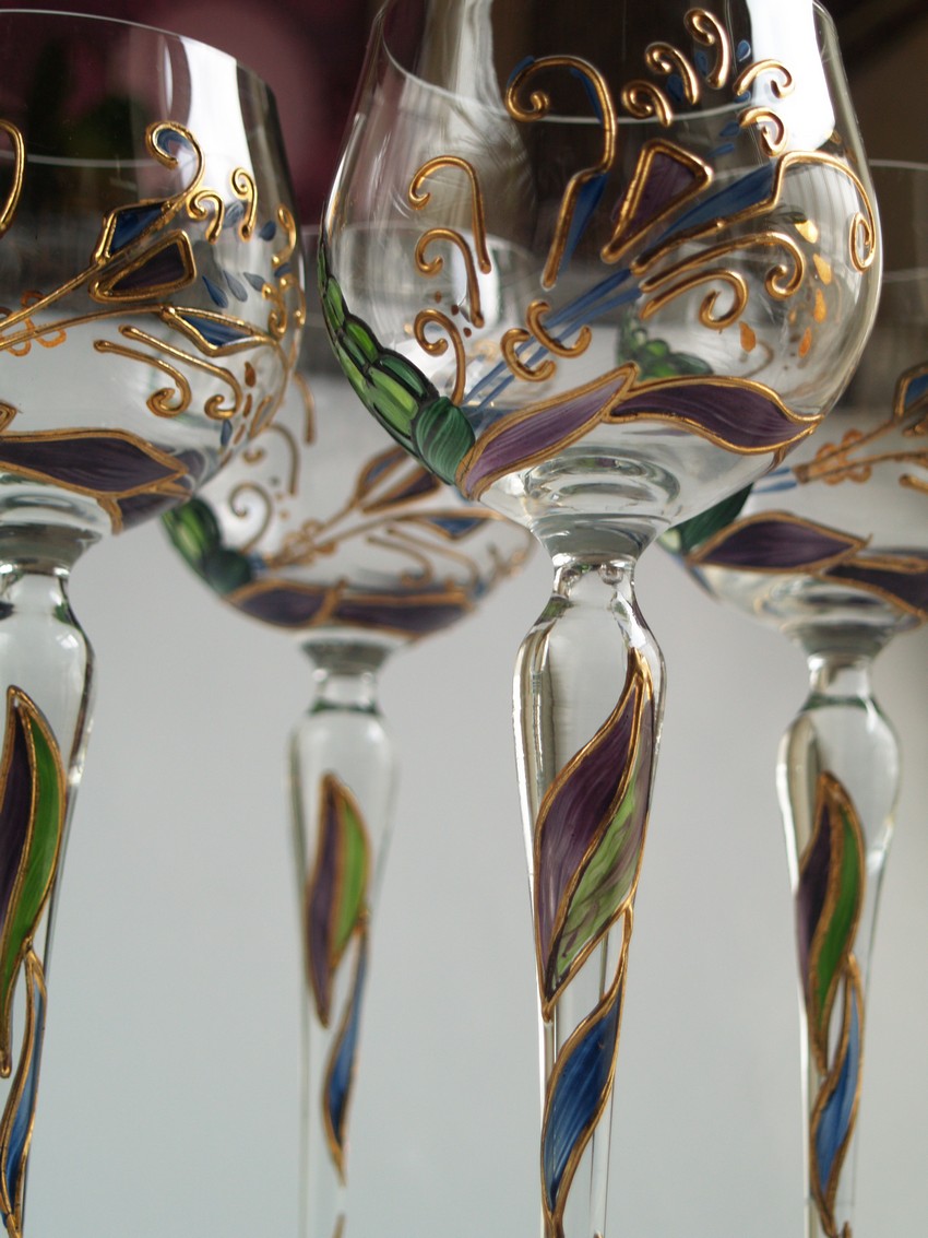 Weingläser Nagel Traumwelten Poesie Atlantis Emaille Gold