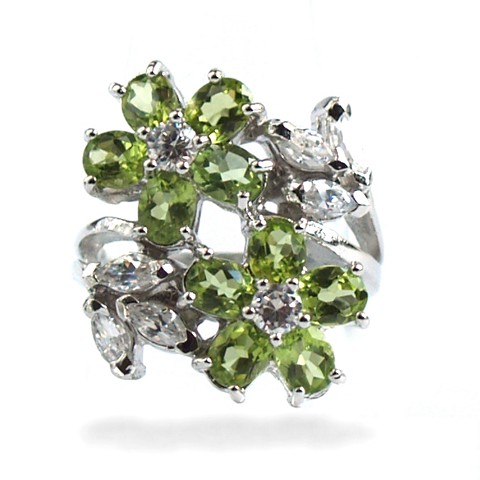 925 Silber Ring Peridot Edelsteine grün