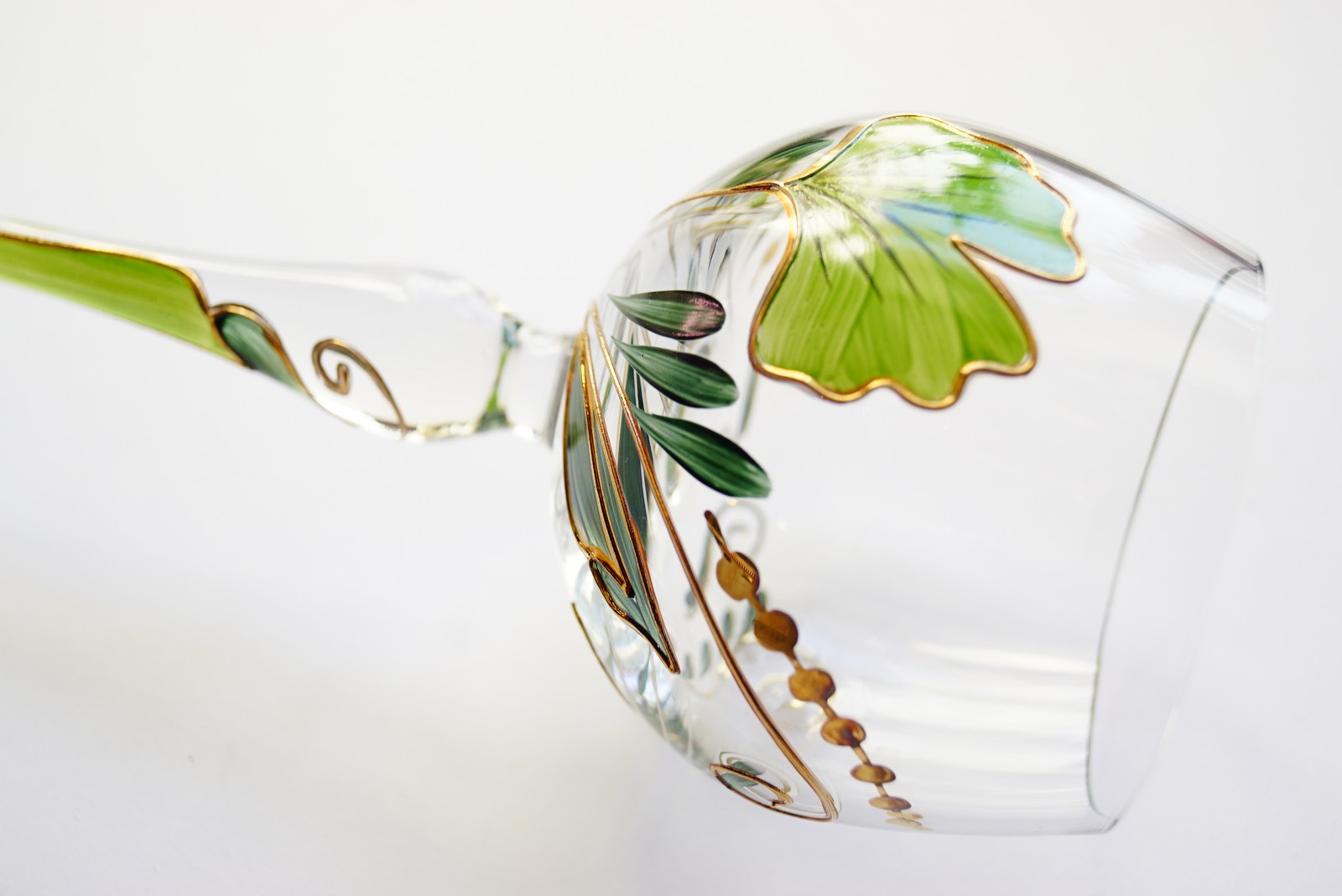 Bleikristall Weingläser Traumwelten Ginko grün gold Spritzwein