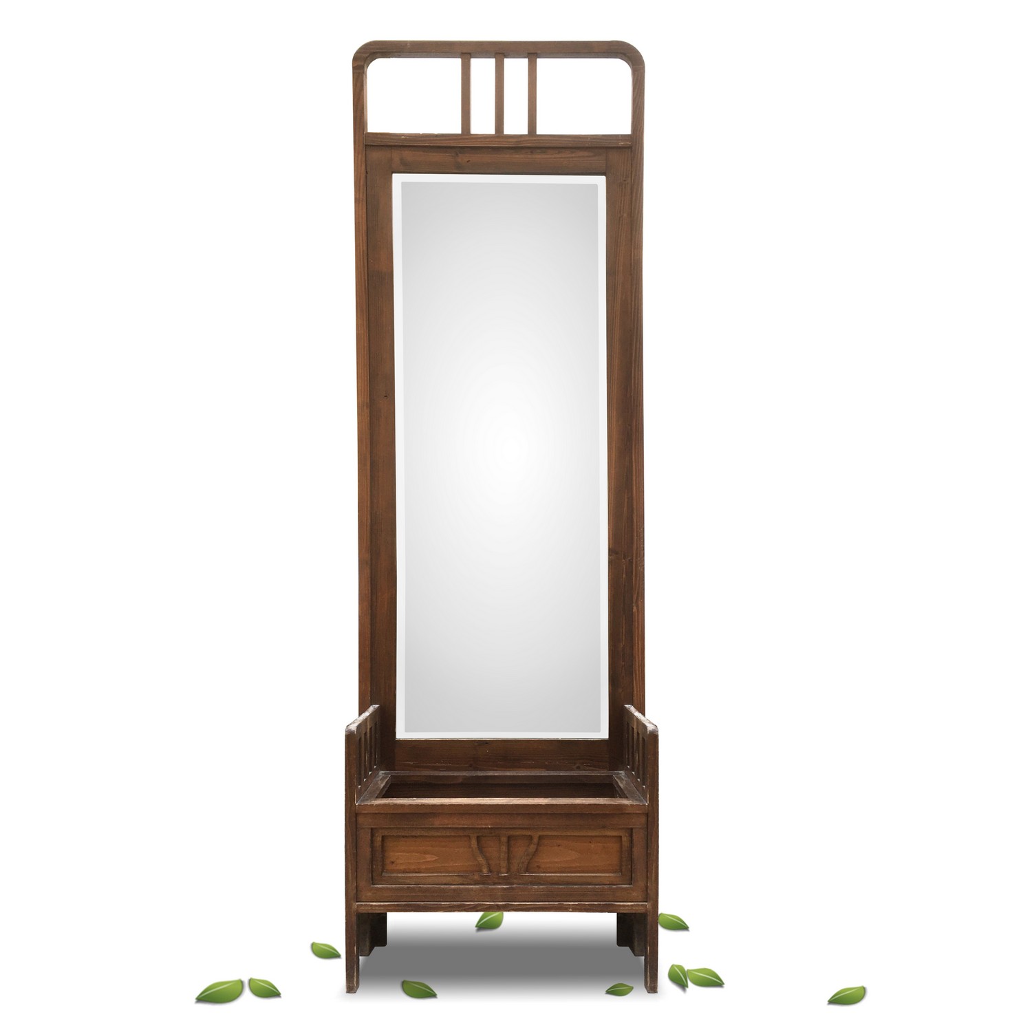 Jugendstil Spiegel Konsole Sitztruhe Nussholz antikes Möbel Truhenbank Garderobe Schrank