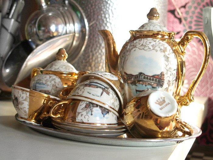 Bavaria Kaffee-Set Porzellan vergoldet