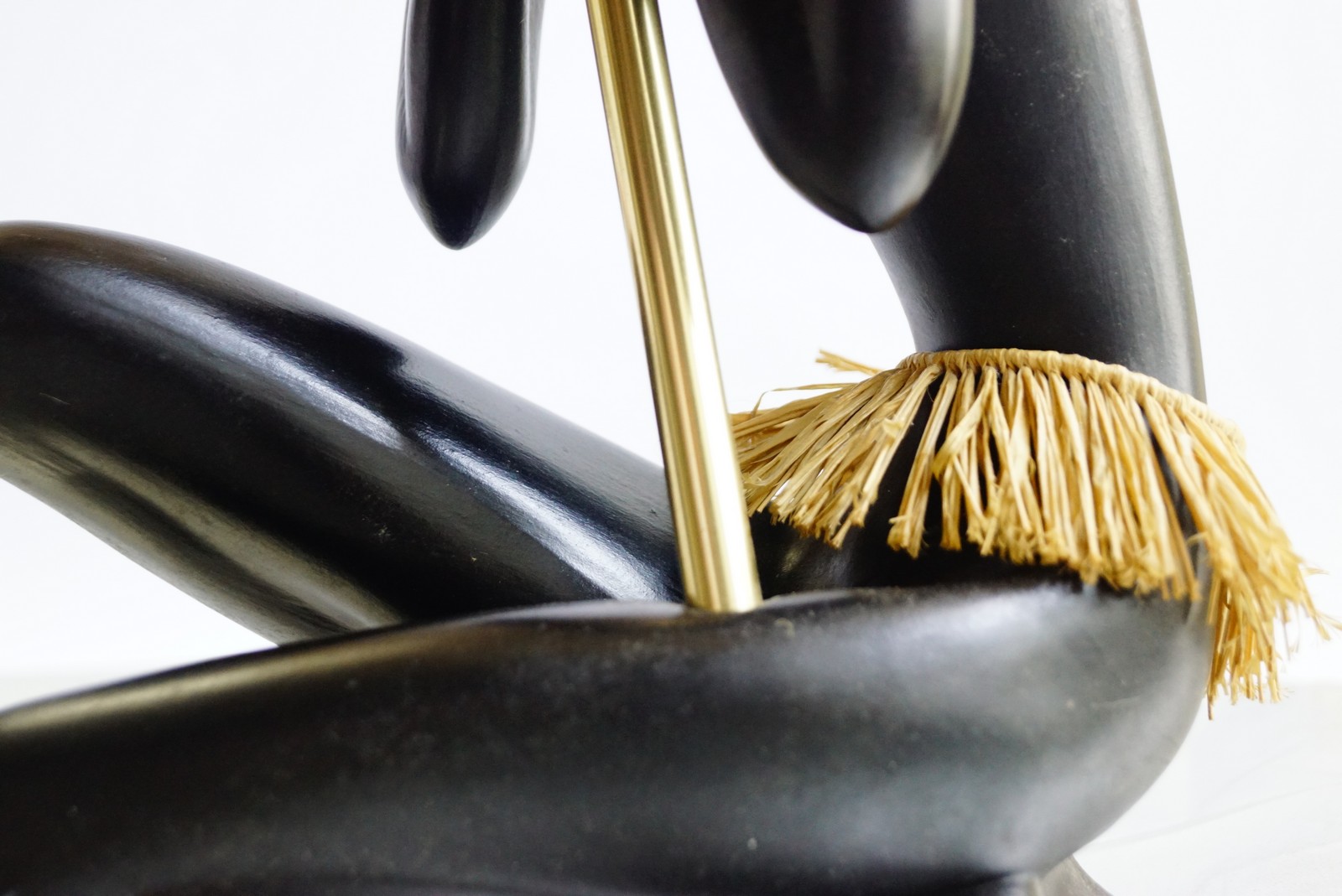 Gmundner Keramik Fink Tischlampe Afrikanerin Bastschirm Vintage