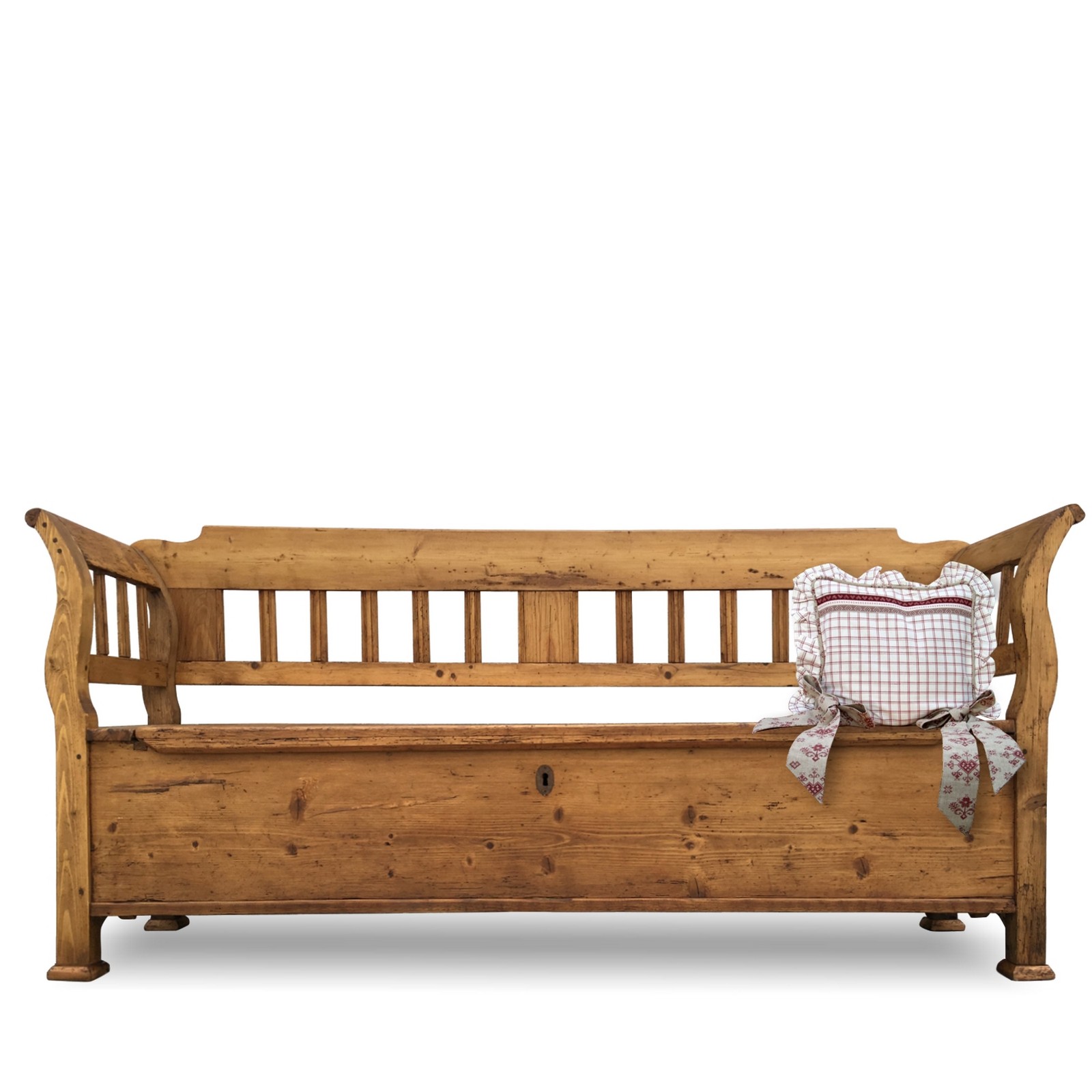 Truhenbank antik Küchenbank Sitzbank Landhausstil Sprossenlehnen Truhenbank alt